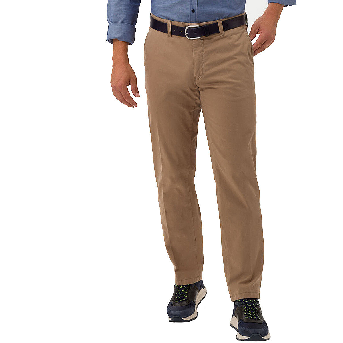 Eurex bei Brax Pima | Modell Männermode (Hose | Flat-Front-Chino | ohne Kurzleib Beige Größenspezialist | Cotton | Bundfalten)