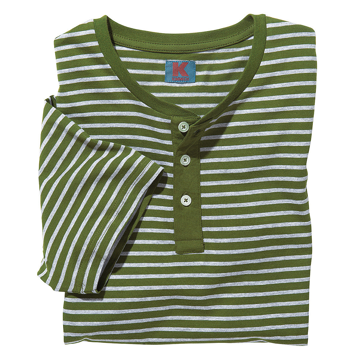 T-Shirt mit Knopfleiste | olive Männermode Henley oder auch Serafino Baumwolle, | Farbe Größenspezialist 