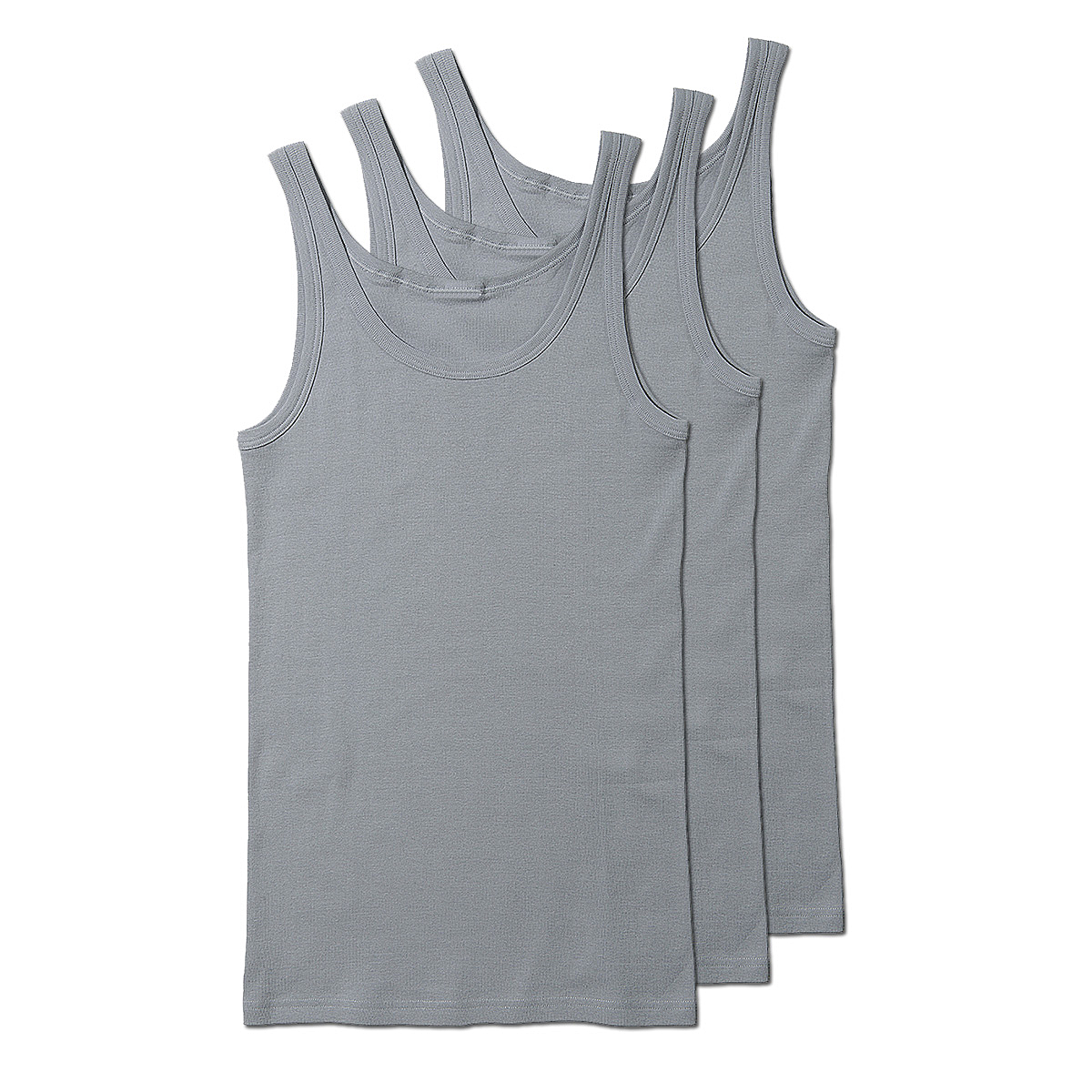 Im günstigen 3er Pack Farbe hellgrau Größenspezialist Männermode | Unterhemd Feinripp | 